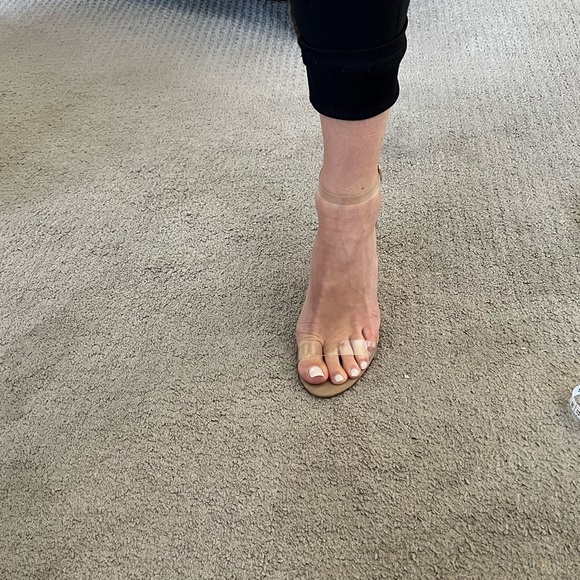 Raye wrap ankle heel in clear/nude - Picture 4 of 7